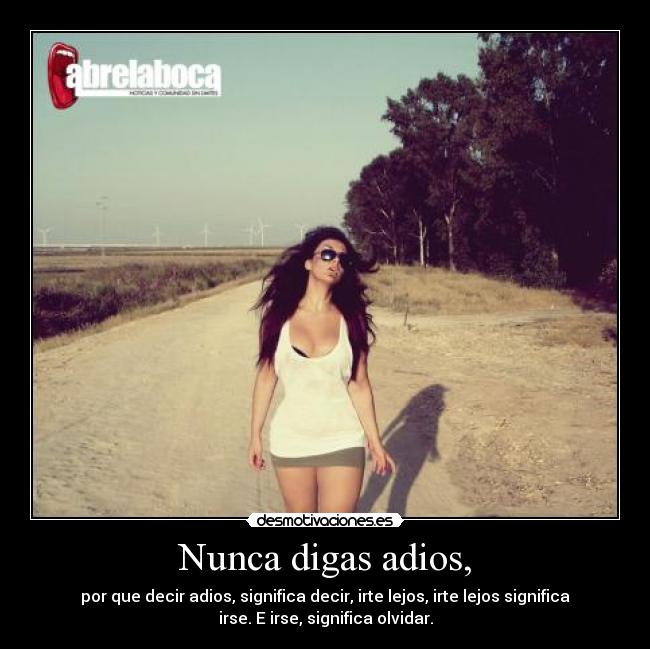 carteles nunca digas adios por que decir adios significa decir irte lejos irte lejos significa irse irs desmotivaciones