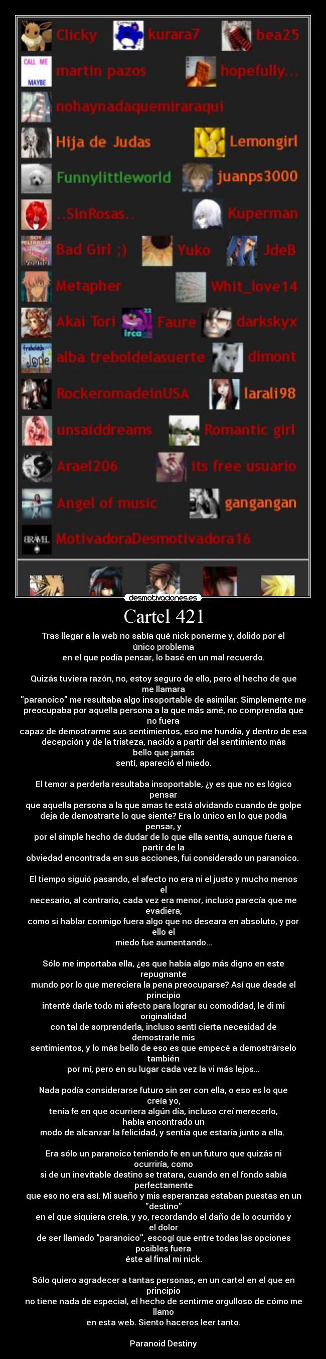 carteles paranoid destiny sudandosela grado maximo que dios lea ephemeral dream desmotivaciones