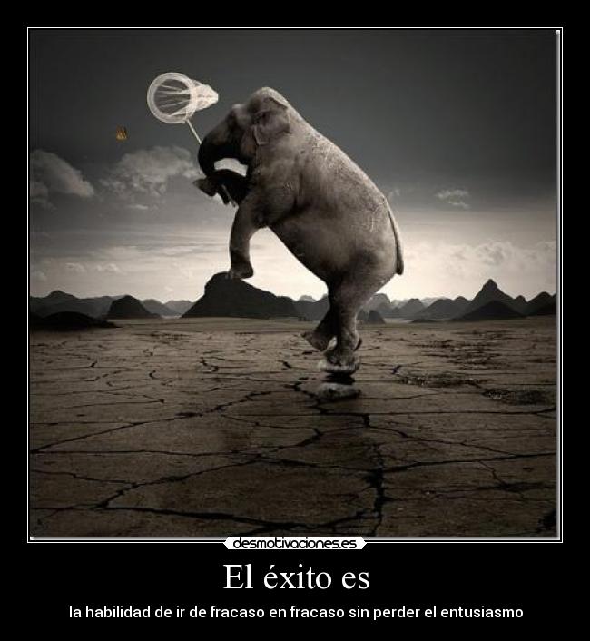 El éxito es - la habilidad de ir de fracaso en fracaso sin perder el entusiasmo