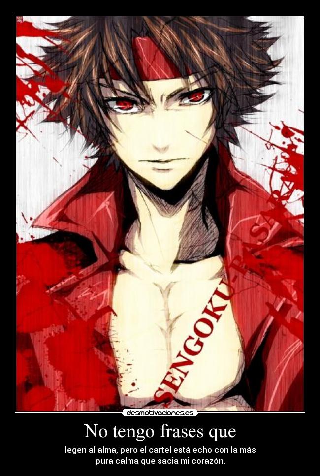 No tengo frases que - llegen al alma, pero el cartel está echo con la más 
pura calma que sacia mi corazón.