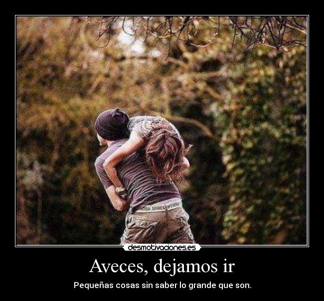 Aveces, dejamos ir - Pequeñas cosas sin saber lo grande que son.