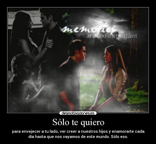 Sólo te quiero - para envejecer a tu lado, ver creer a nuestros hijos y enamorarte cada
día hasta que nos vayamos de este mundo. Sólo eso.