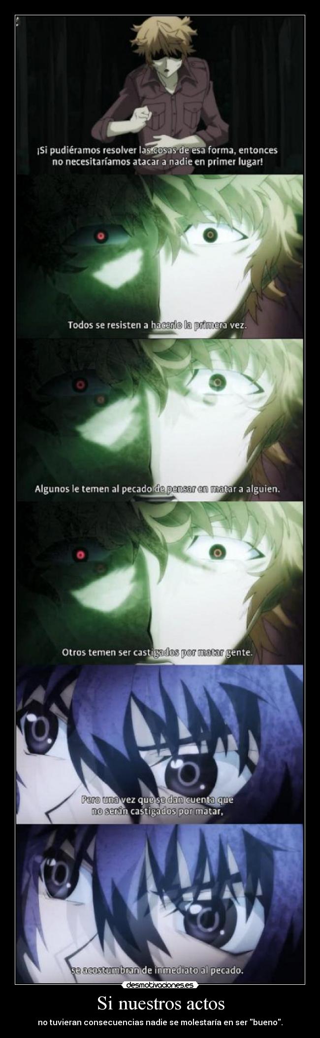 carteles anime shiki natsuno yuuki tohru mutou muwigaraklan consecuencias nadie totalmente bueno desmotivaciones