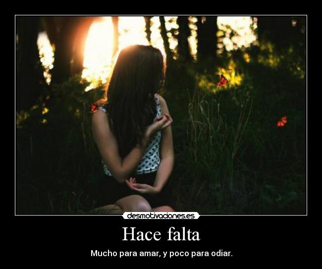 Hace falta - Mucho para amar, y poco para odiar.