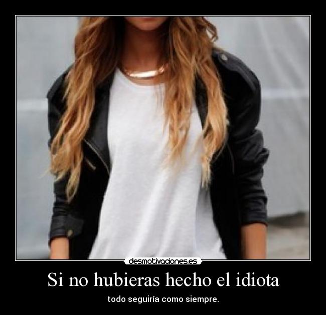 Si no hubieras hecho el idiota - todo seguiría como siempre.