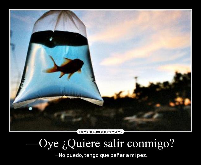 —Oye ¿Quiere salir conmigo? - —No puedo, tengo que bañar a mi pez.