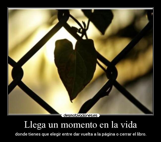 Llega un momento en la vida - donde tienes que elegir entre dar vuelta a la página o cerrar el libro.