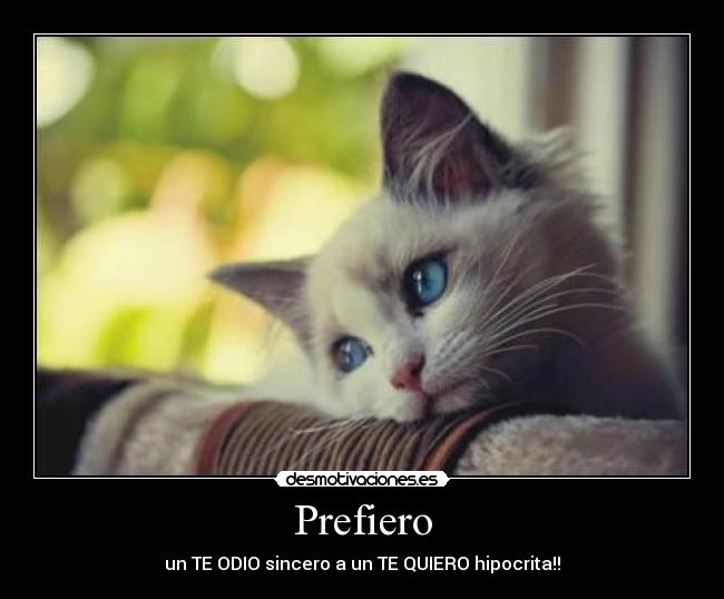 Prefiero - un TE ODIO sincero a un TE QUIERO hipocrita!!