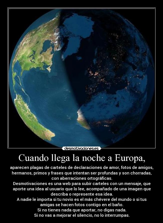 carteles cuando llega noche europa desmotivaciones