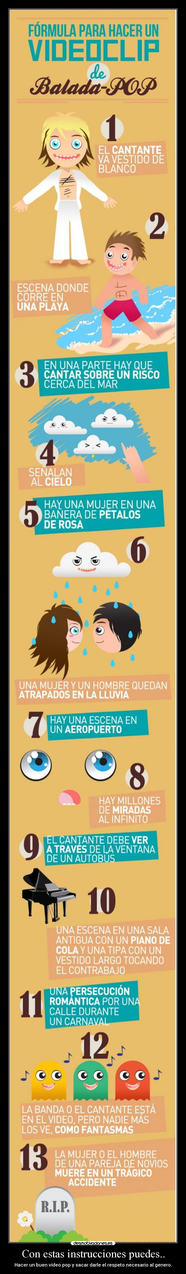 Con estas instrucciones puedes.. - Hacer un buen vídeo pop y sacar darle el respeto necesario al genero.