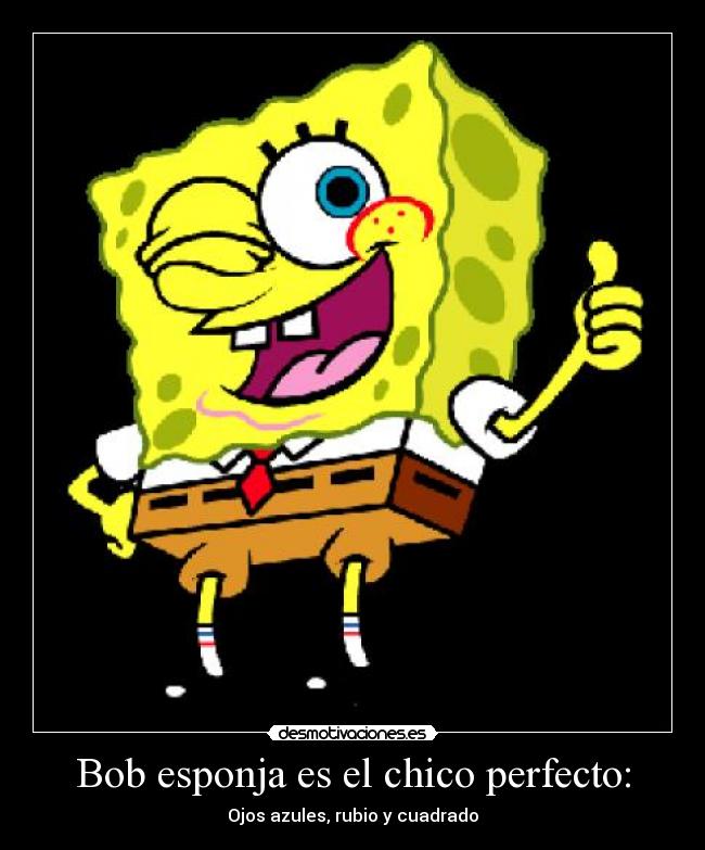 Bob esponja es el chico perfecto: - Ojos azules, rubio y cuadrado