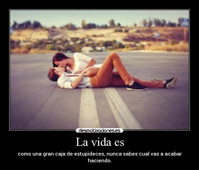 La vida es - como una gran caja de estupideces, nunca sabes cual vas a acabar haciendo.