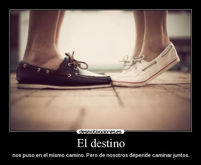 El destino - nos puso en el mismo camino. Pero de nosotros depende caminar juntos.