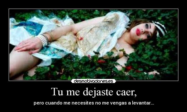 Tu me dejaste caer, - pero cuando me necesites no me vengas a levantar...