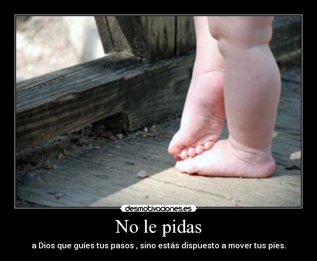 No le pidas - a Dios que guíes tus pasos , sino estás dispuesto a mover tus pies.