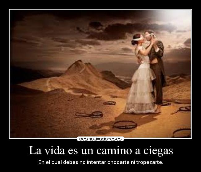 La vida es un camino a ciegas - En el cual debes no intentar chocarte ni tropezarte.