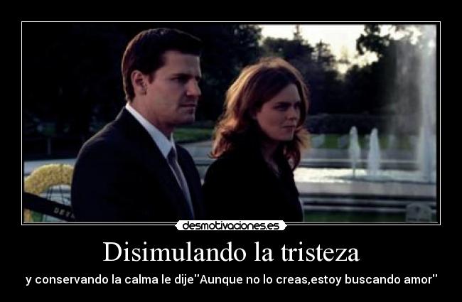Disimulando la tristeza - y conservando la calma le dijeAunque no lo creas,estoy buscando amor