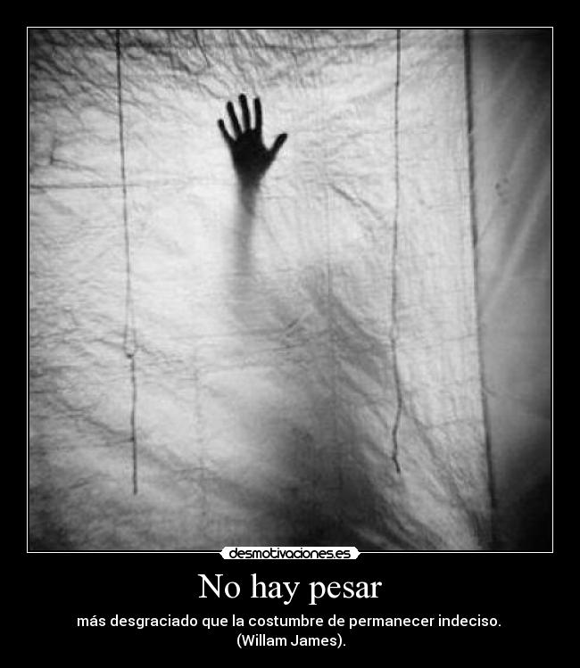 No hay pesar - más desgraciado que la costumbre de permanecer indeciso.
(Willam James).