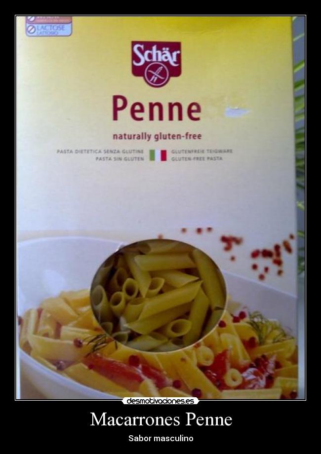 carteles macarrones penne masculino desmotivaciones