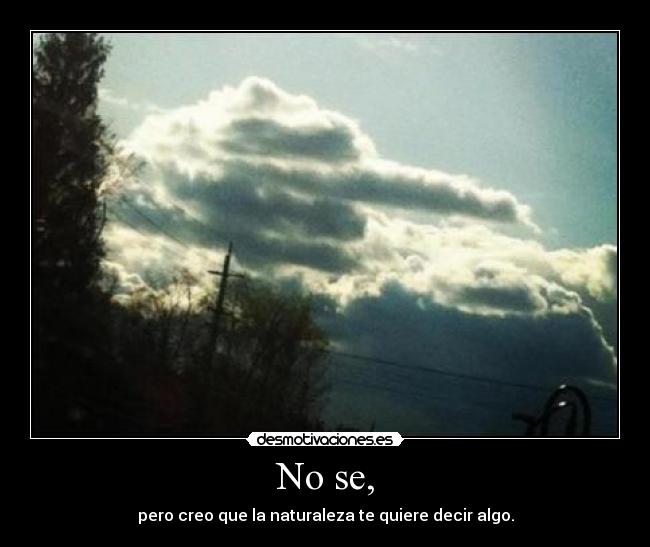 No se, - pero creo que la naturaleza te quiere decir algo.