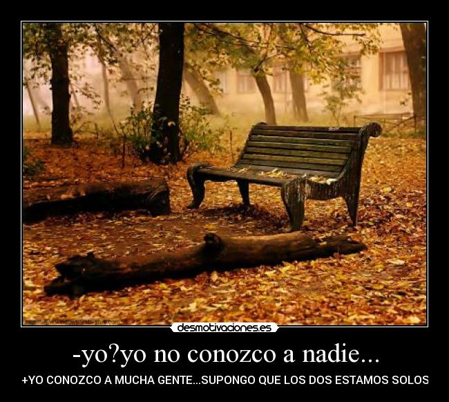 -yo?yo no conozco a nadie... - +YO CONOZCO A MUCHA GENTE...SUPONGO QUE LOS DOS ESTAMOS SOLOS