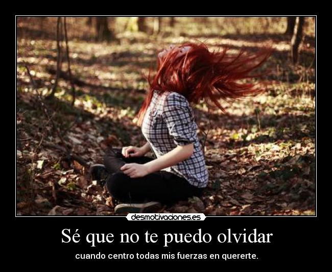 Sé que no te puedo olvidar - cuando centro todas mis fuerzas en quererte.