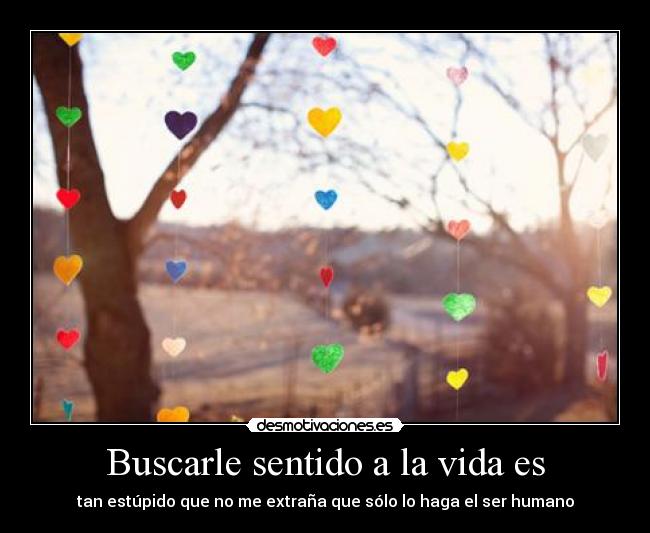 Buscarle sentido a la vida es - tan estúpido que no me extraña que sólo lo haga el ser humano