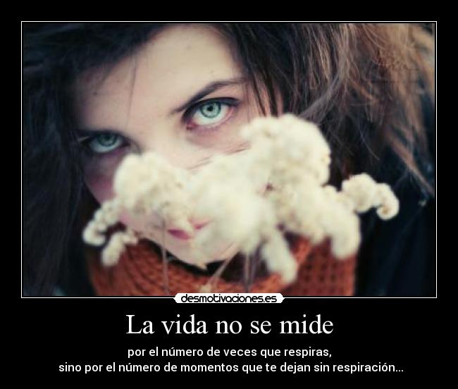 La vida no se mide - por el número de veces que respiras,
sino por el número de momentos que te dejan sin respiración...