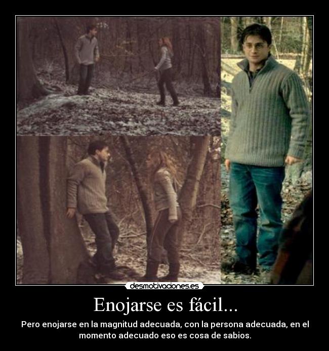 Enojarse es fácil... - Pero enojarse en la magnitud adecuada, con la persona adecuada, en el
momento adecuado eso es cosa de sabios.