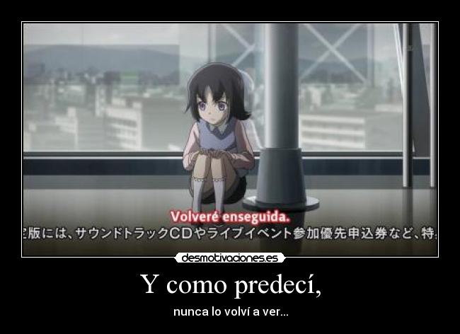 Y como predecí, - nunca lo volví a ver...