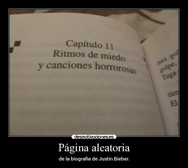 Página aleatoria - de la biografía de Justin Bieber.