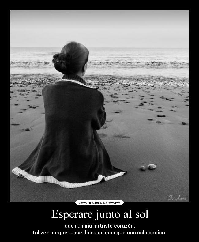 Esperare junto al sol - que ilumina mi triste corazón,
tal vez porque tu me das algo más que una sola opción.