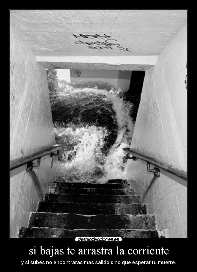 si bajas te arrastra la corriente - y si subes no encontraras mas salido sino que esperar tu muerte.