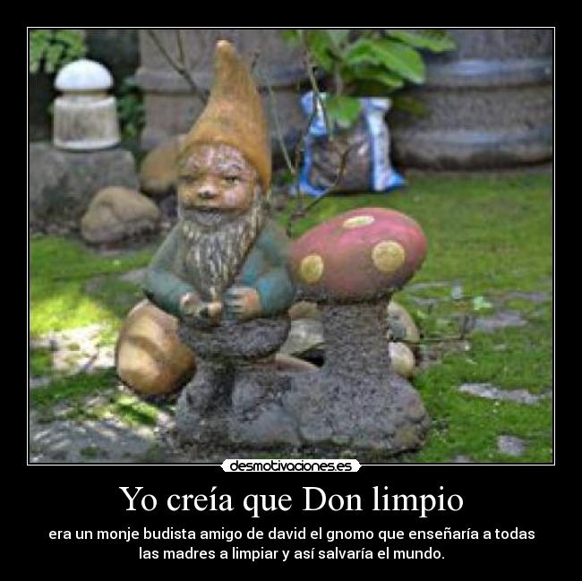 Yo creía que Don limpio - era un monje budista amigo de david el gnomo que enseñaría a todas
las madres a limpiar y así salvaría el mundo.