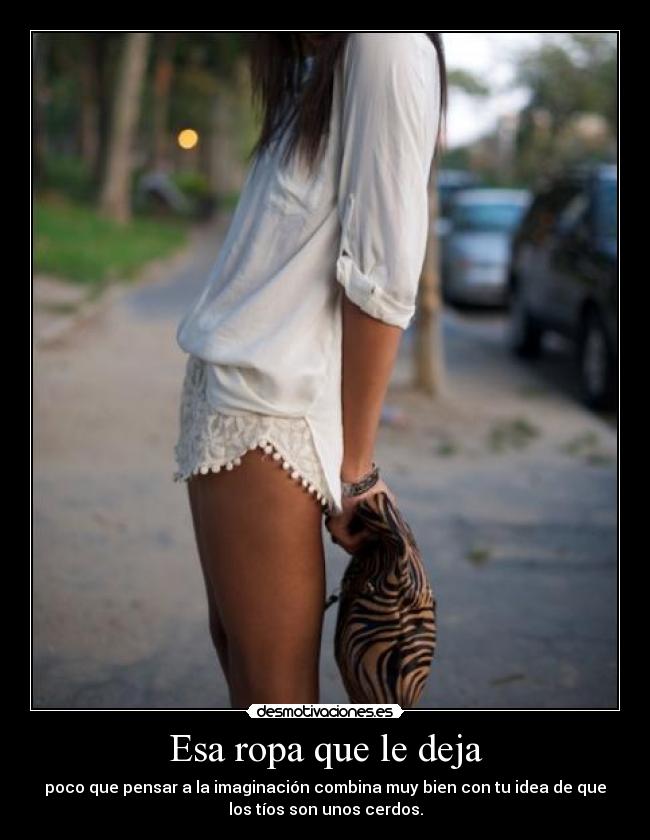 Esa ropa que le deja - poco que pensar a la imaginación combina muy bien con tu idea de que
los tíos son unos cerdos.