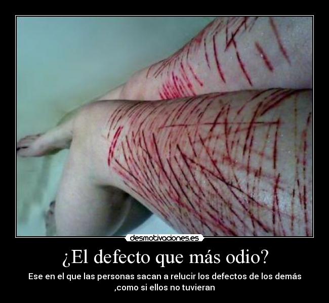¿El defecto que más odio? - Ese en el que las personas sacan a relucir los defectos de los demás
,como si ellos no tuvieran
