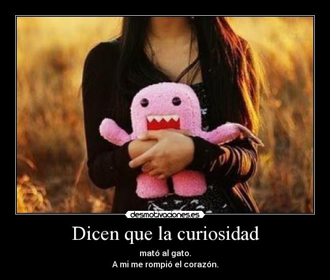 Dicen que la curiosidad - mató al gato.
A mi me rompió el corazón.