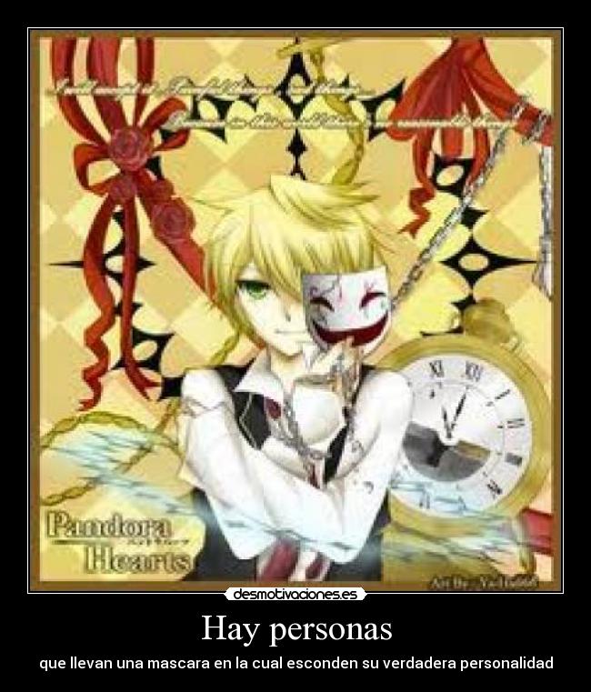 carteles anime pandora hearts mascara personalidad desmotivaciones