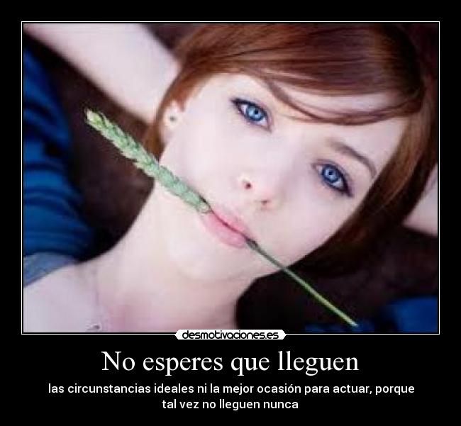 No esperes que lleguen - las circunstancias ideales ni la mejor ocasión para actuar, porque
tal vez no lleguen nunca