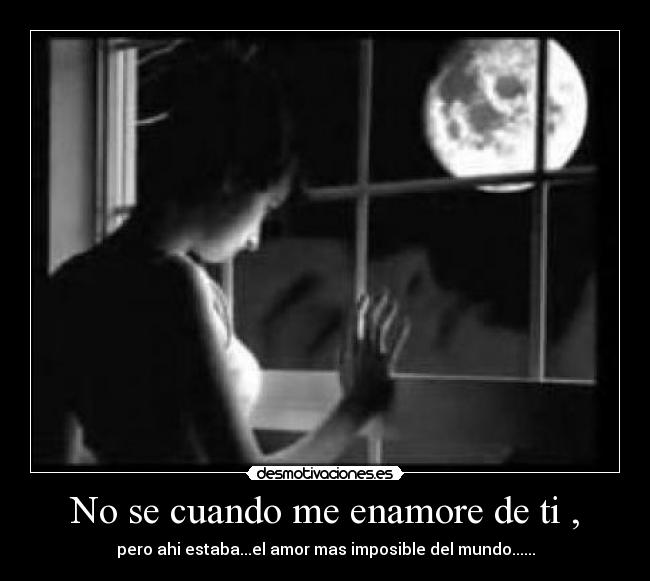 No se cuando me enamore de ti , - pero ahi estaba...el amor mas imposible del mundo......