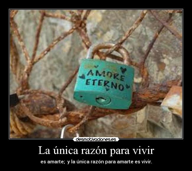 La única razón para vivir - es amarte; y la única razón para amarte es vivir.
