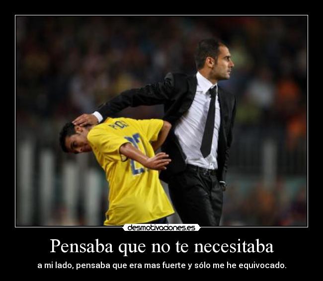 Pensaba que no te necesitaba - a mi lado, pensaba que era mas fuerte y sólo me he equivocado.