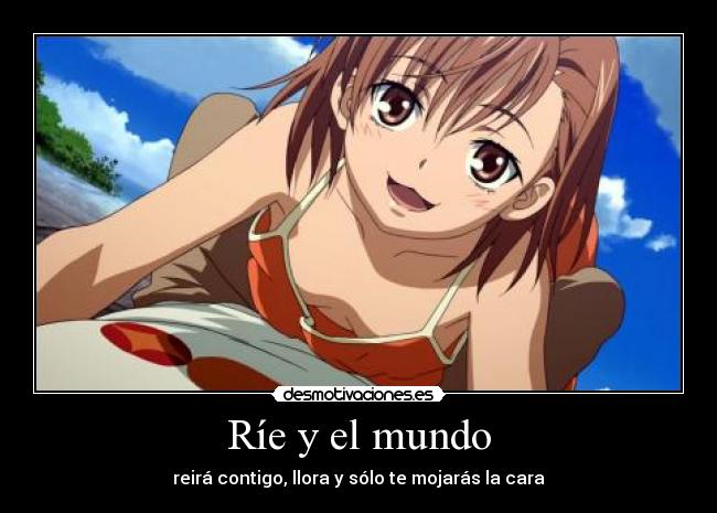 carteles mundo misaka mikoto acosando kamijou touma desmotivaciones