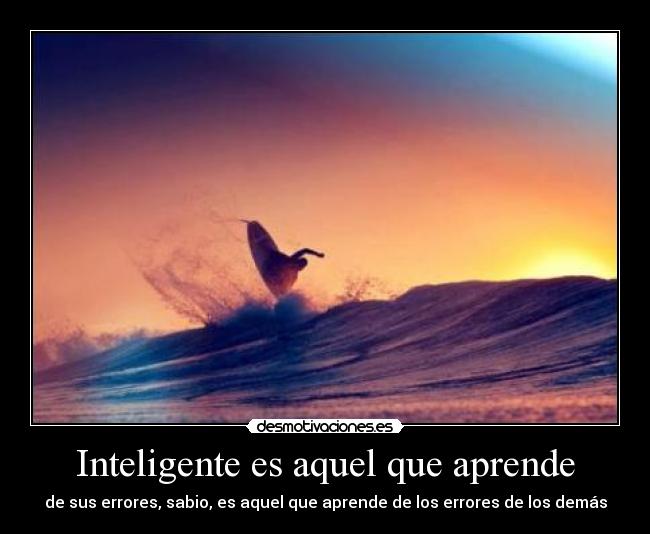 Inteligente es aquel que aprende - de sus errores, sabio, es aquel que aprende de los errores de los demás