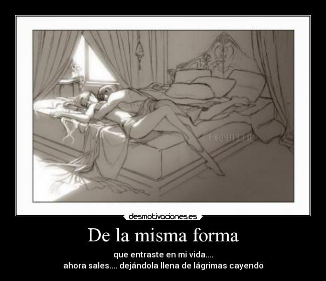 De la misma forma - que entraste en mi vida....
ahora sales.... dejándola llena de lágrimas cayendo