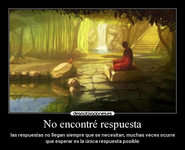 No encontré respuesta - las respuestas no llegan siempre que se necesitan, muchas veces ocurre
que esperar es la única respuesta posible.