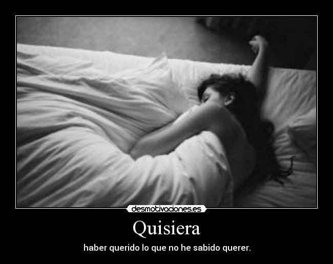 Quisiera - haber querido lo que no he sabido querer.