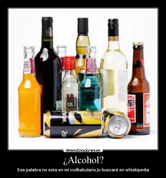 ¿Alcohol? - Esa palabra no esta en mi vodkabulario,lo buscaré en whiskipedia