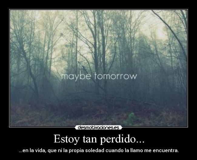 Estoy tan perdido... - ...en la vida, que ni la propia soledad cuando la llamo me encuentra.