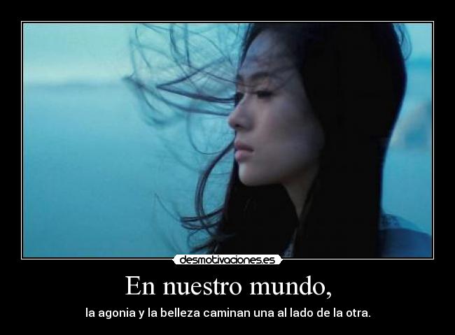 En nuestro mundo, - la agonia y la belleza caminan una al lado de la otra.